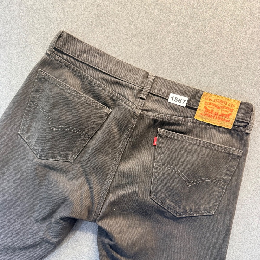 Levis 505 Regular Fit Jeans Mens 36x32 Faded Black Straight Leg Denim 1567